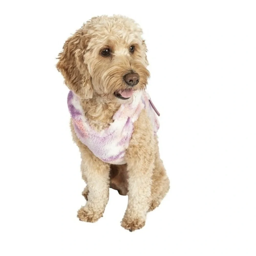 NWT Justice Pet Polyester Sherpa Tie-Dye Dog Hoodie Purple Pink‎ Size S